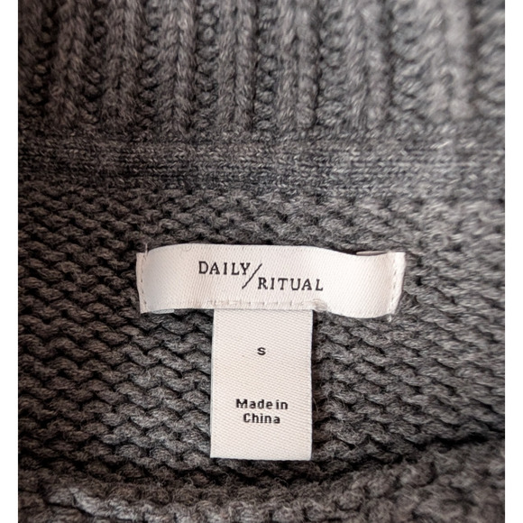Daily Ritual Charcoal Gray Cotton Crewneck Sweater Small Preppy Classic Basic - Picture 4 of 7